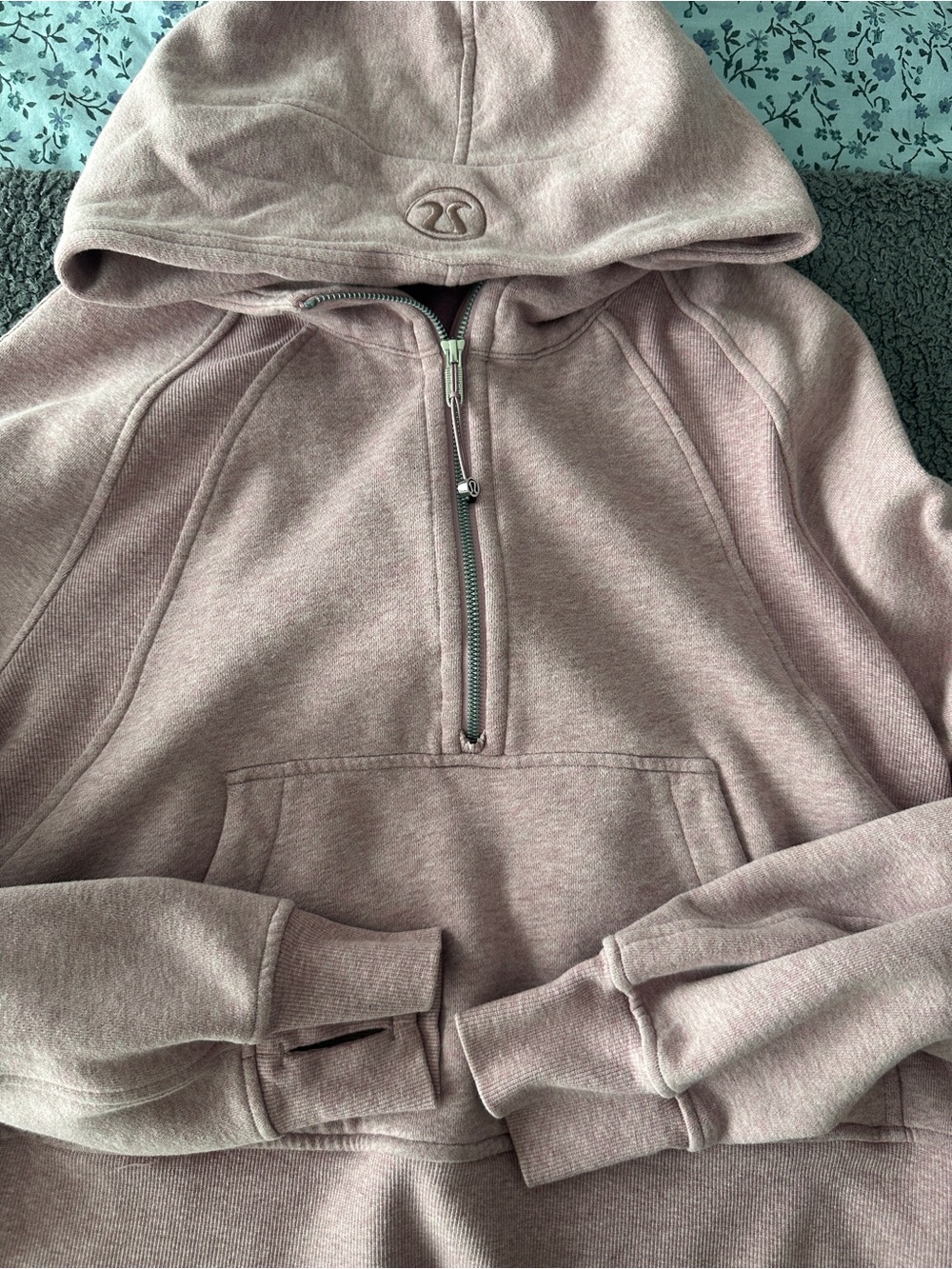Lululemon scuba half zip oversized hoodie, M/L, heathered pink taupe